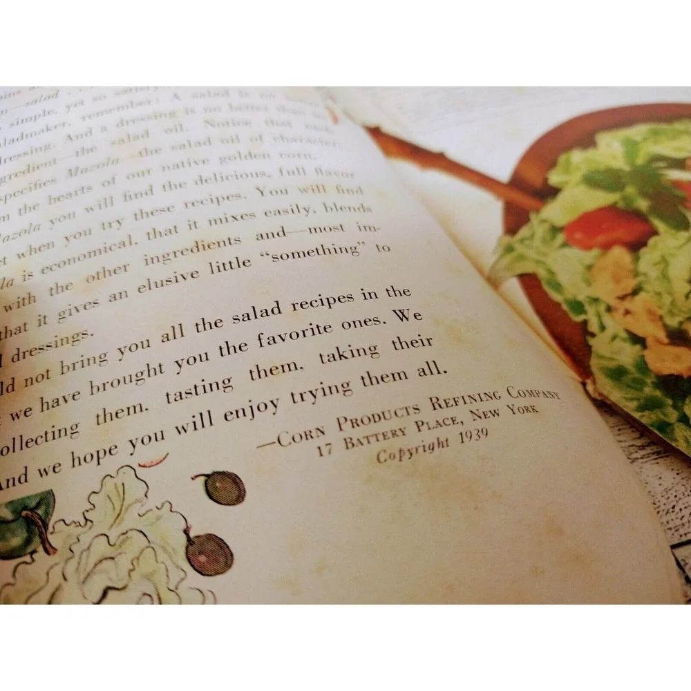 1939 Mazola Salad Bowl‎ COOKBOOK Booklet Die Cut Shape Cutout Vtg Recipes